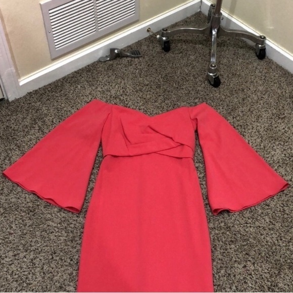 NWT Badgley Mischka Off Shoulder Formal Maxi Dress Gown Size 2 Coral - Picture 7 of 13